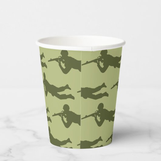 Groen Leger Man Sniper Pose Papieren Bekers (Rechts)