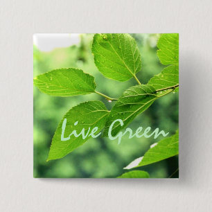 'Groen Leven' Knop Vierkante Button 5,1 Cm