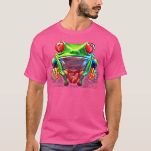 Groen Lichaam Rode Oogboom Kikker Regenwoud Amfibi T-shirt
