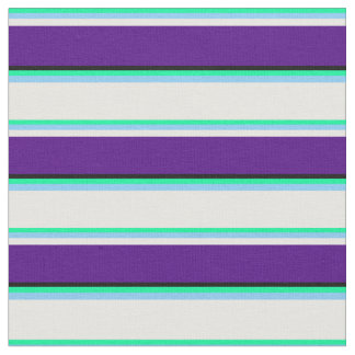 Groen, Licht Sky Blue, White, Indigo & Black Stof