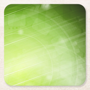Groen lichtontwerp in hi-tech stijl vierkante kartonnen onderzetter