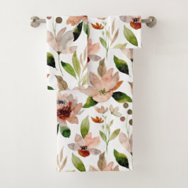 Groen lillypad Floral Dusty Blush Pattern Bad Handdoek