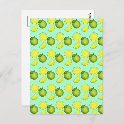 Groen Limoen Patroon Briefkaart (Voorkant / Achterkant)