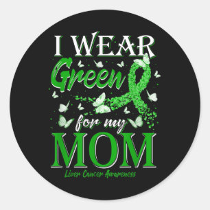 Groen lint Ik Draag groen voor mijn moeder leverka Ronde Sticker