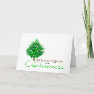 Groen lint-mas bewustmakingsseizoen feestdagen kaart