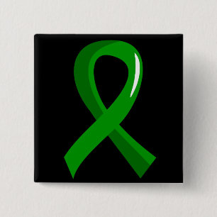 Groen lint voor geestelijke gezondheid 3 vierkante button 5,1 cm
