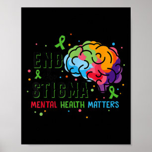 Groen lintje Eind Stigma Mental Health Awarenes Poster