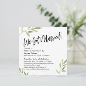 Groen Loof Modern Handgeschrift We Zijn Getrouwd! Kaart (Staand voorkant)