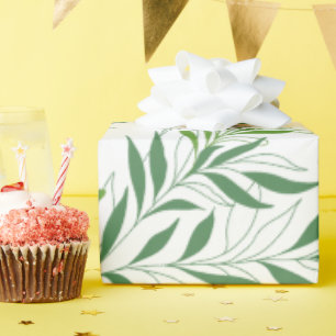 Groen Loofpatroon Elegant Groen En Wit Cadeaupapier