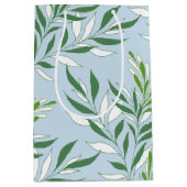 Groen Loofpatroon Elegant Groen Lichtblauw Medium Cadeauzakje (Voorkant)