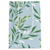 Groen Loofpatroon Elegant Groen Lichtblauw Medium Cadeauzakje (Achterkant)