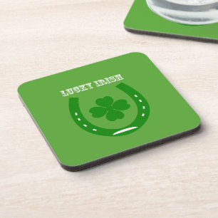 Groen Lucky Hoefijzer met 4 bladshamrock Drankjes Onderzetter