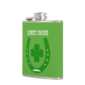 Groen Lucky Hoefijzer met 4 bladshamrock Heupfles (Links)