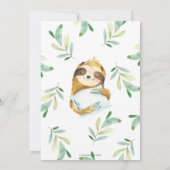 groen luiaard sleepover sluimer pyjama verjaardag bedankkaart (Achterkant)