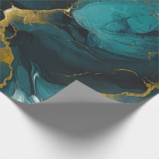 Groen magisch abstract marmeren ontwerp cadeaupapier (Hoek)