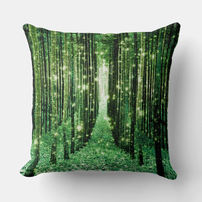 Groen Magisch Bos Groen Mysterie Kussen (Voorkant)