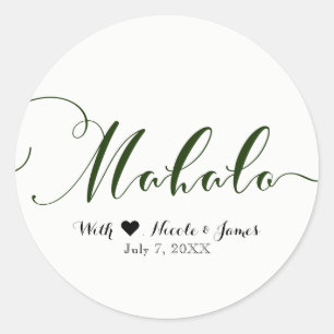 Groen MAHALO Dank U Hawaiaanse Luau Witte Favoriet Ronde Sticker