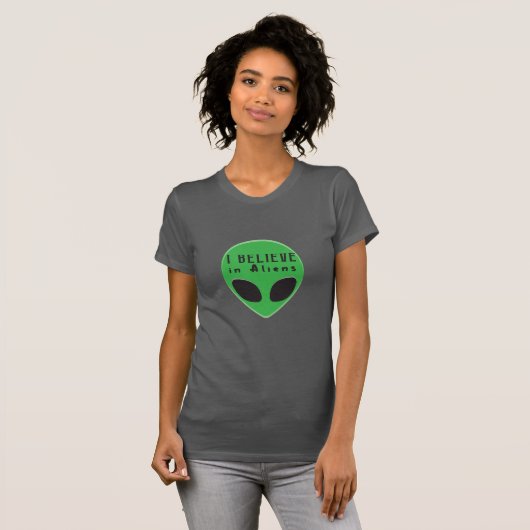 Groen Man dat ik geloof in vreemdelingen T-shirt (Voorkant volledig)