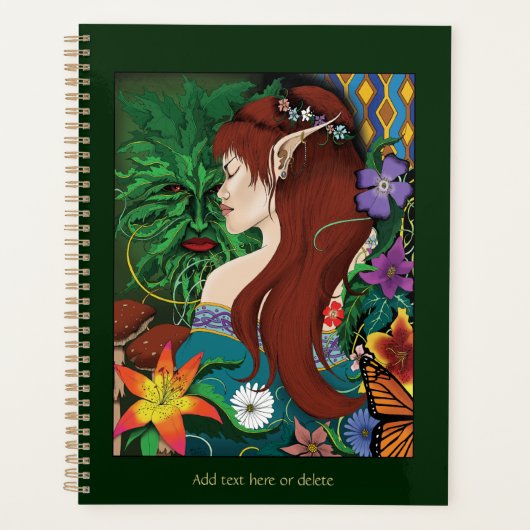 Groen Man Elf Fantasy Floral Planner (Voorkant)