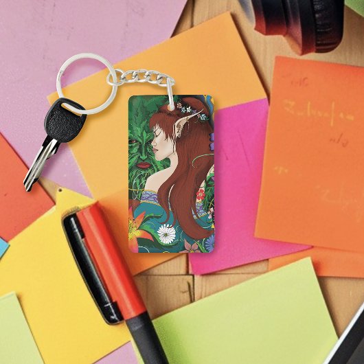 Groen Man Elf Fantasy Floral Sleutelhanger