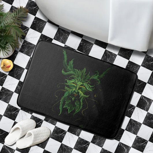 Groen Man Fae Leaves Zwart Badmat