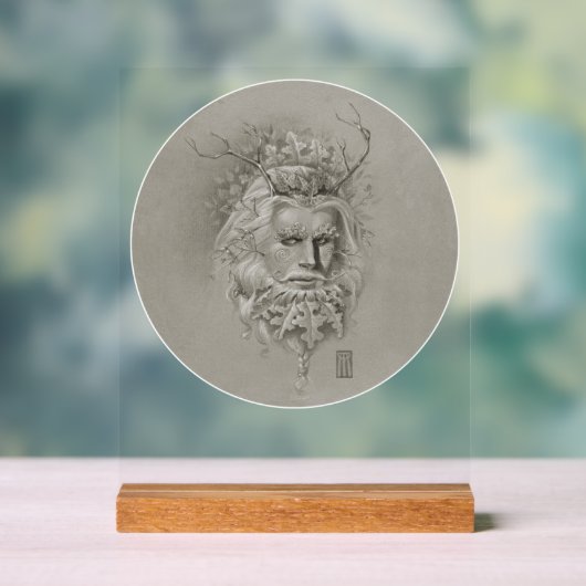 Groen Man met Eikenbaard Acryl Bord (Neutraal)