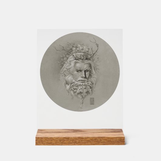 Groen Man met Eikenbaard Acryl Bord (Voorkant)