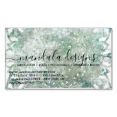 Groen Mandala Floral script Magnetisch Visitekaartje (Voorkant)