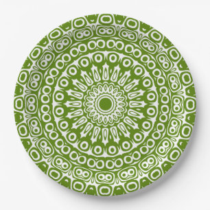 Groen Mandala Natuur Patroon Papieren Bordje