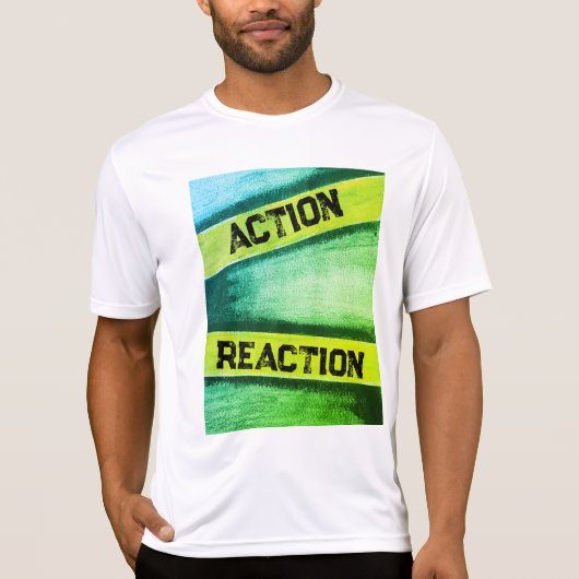 groen mannen "actie en reactie" t-shirt (Voorkant)