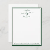 Groen manuscript dat van het bureau van wordt gepe bedankkaart (Voorkant / Achterkant)