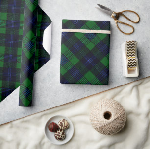 Groen marine diep tartan dennenplaidpatroon cadeaupapier