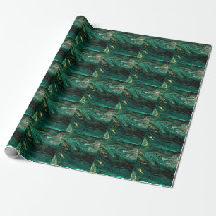 Groen Marmer: Abstracte Agaat Ripple. Cadeaupapier