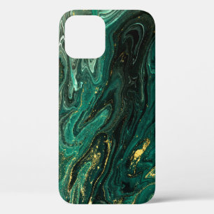 Groen Marmer: Abstracte Agaat Ripple. iPhone 12 Hoesje