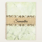 Groen Marmer Diamant Bling Gepersonaliseerd Planner (Voorkant)