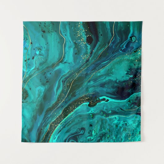 Groen Marmer & Goud: Luxe Textuur Wandkleed (Voorkant)