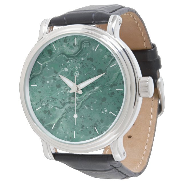 Groen Marmer Print Horloge (Gekanteld)