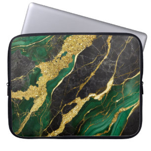 Groen marmeren patroon met goud laptop sleeve