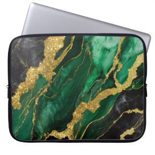 Groen marmeren patroon met goud laptop sleeve
