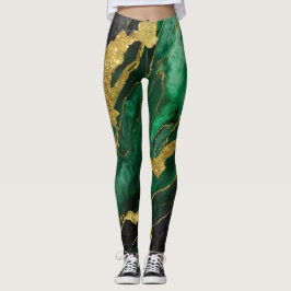 Groen marmeren patroon met goud leggings