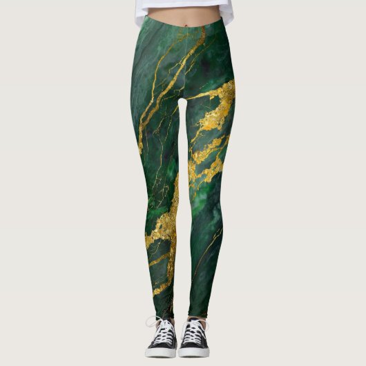 Groen marmeren patroon met goud leggings (Voorkant)