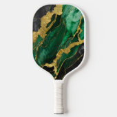 Groen marmeren patroon met goud pickleball paddle (Voorkant)