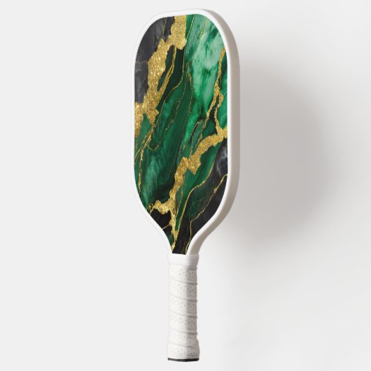 Groen marmeren patroon met goud pickleball paddle (Links)