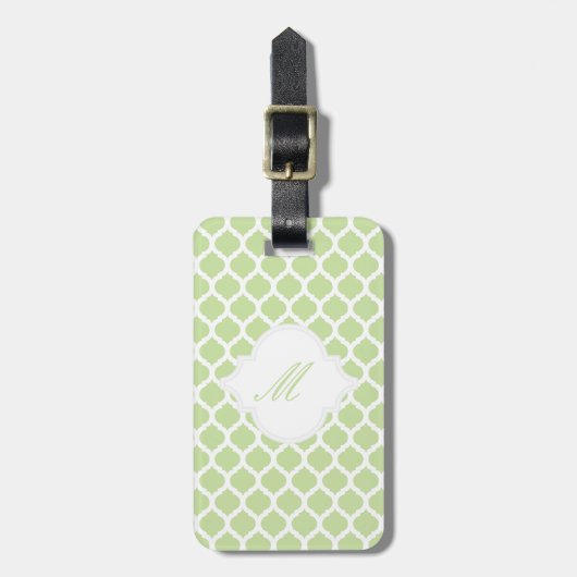 Groen Marokkaans Patroon met Monogram Bagagelabels (Voorkant verticaal)