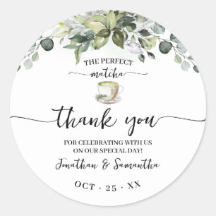 Groen Matcha Dank Je Bruidsfeest Favor Ronde Sticker