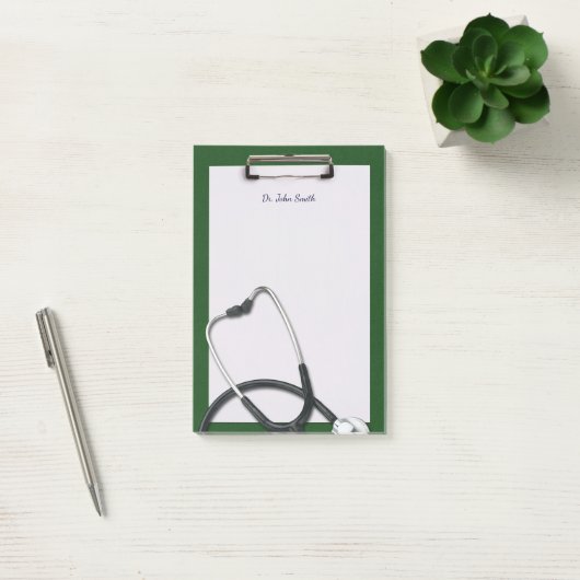 Groen medisch klembord met stethoscoop post-it® notes (Kantoor)