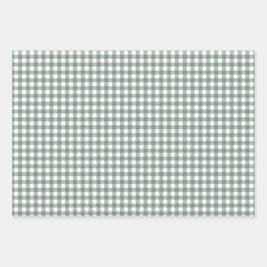 groen meer Gingham Check Pattern Inpakpapier Vel (Voorkant 3)