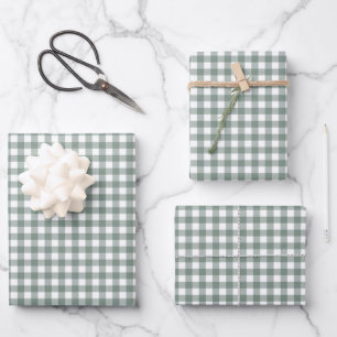  groen meer Gingham Check Pattern Inpakpapier Vel