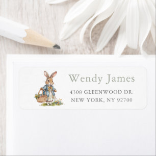 Groen Meisje Konijn 1e Verjaardagsfeest Etiket