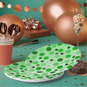 Groen met afgunst polka stippen, papieren bordje